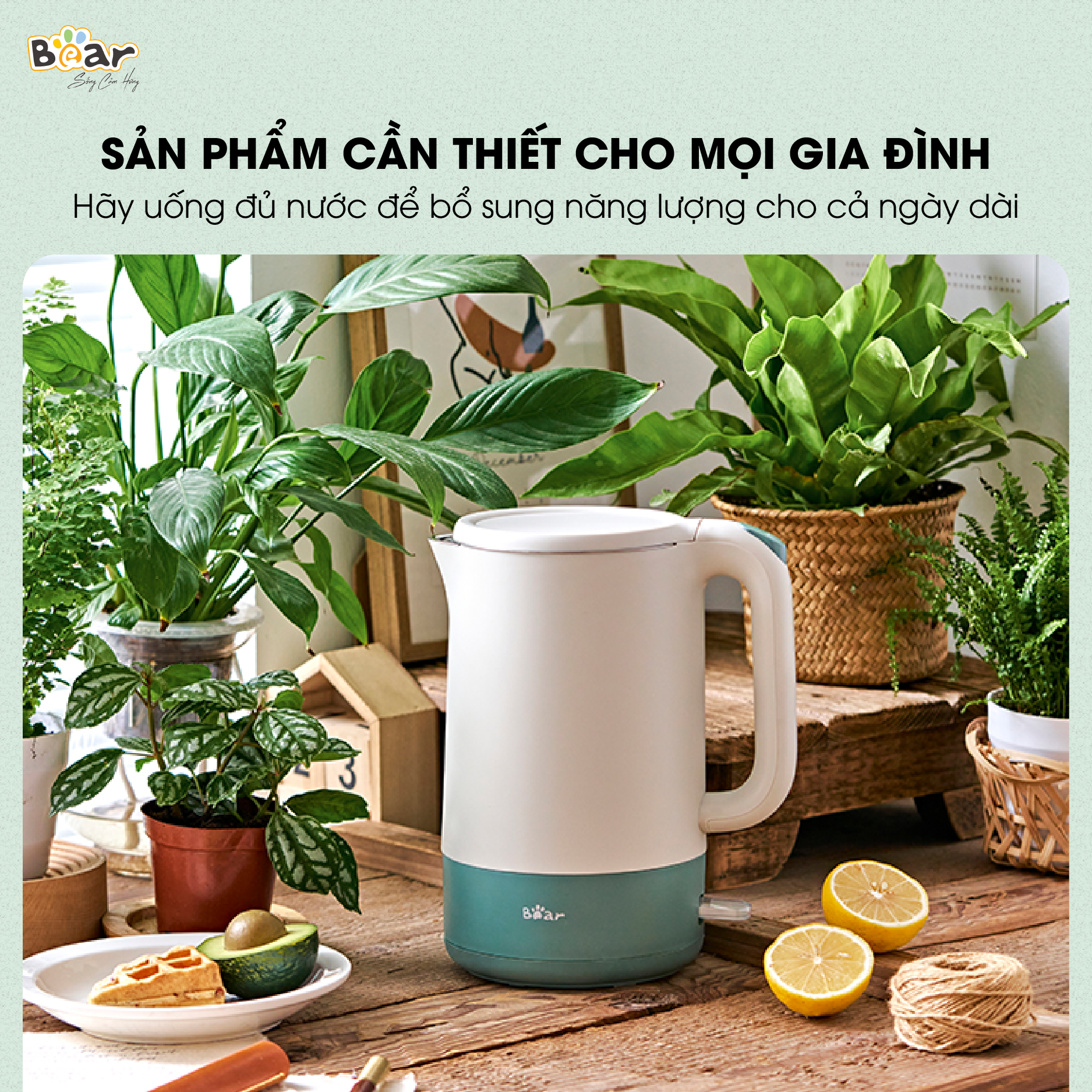 Ấm Siêu Tốc 1,7L Bear Công Suất Lớn, Bình Đun Nước Nóng Nhanh Pha Trà, Bền Bỉ ZDH-Q17B1 - Hàng Chính Hãng