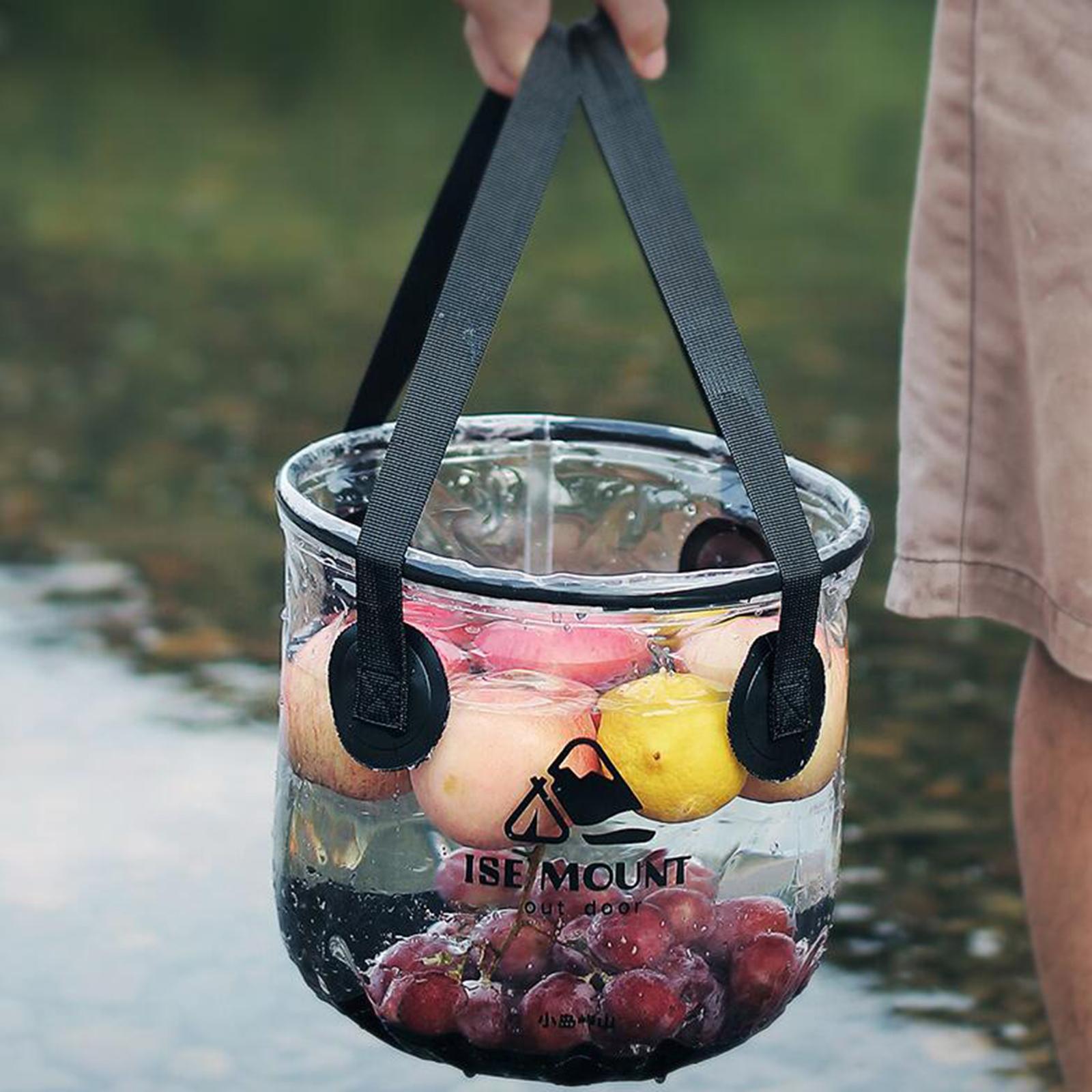 Collapsible Bucket with Handle Folding Water Bucket Camping Wash Tub Kitchen Portable Water Container Wash Basin for Cleaning Outdoor Hiking