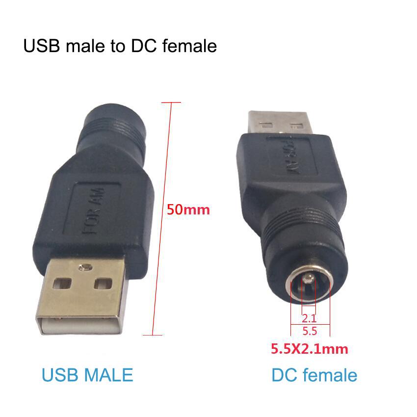 Tự Làm Đầu Kết Nối DC 5.5*2.1Mm Nữ Power Jack USB 2.0 Loại A Nam Cắm Jack Ổ Cắm 5V DC Cắm Adapter Laptop