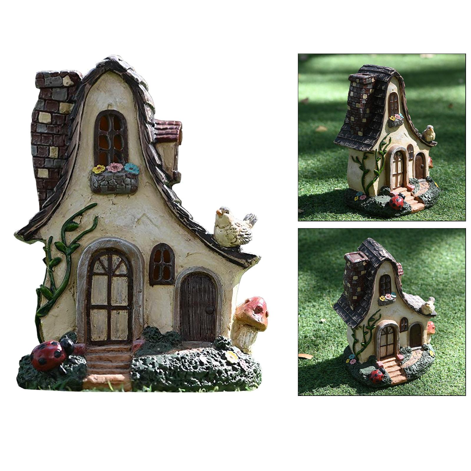 Resin Fairy Garden House Accessories Miniature Figurines Fairy Garden Supplies Dercoration for Outdoor Lawn Porch Roof