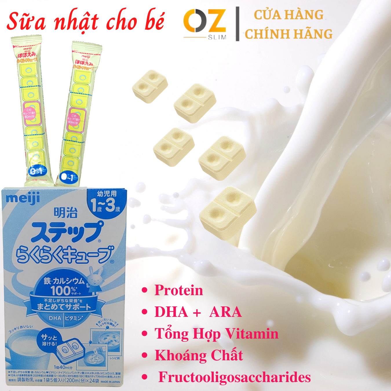 Sữa cho trẻ sơ sinh, trẻ nhỏ 0-36 tháng tuổi Meiji Nhật giàu dưỡng chất kèm DHA giúp phát triển cân đối chiều cao, cân nặng, trí não cho bé - OZ Slim Store