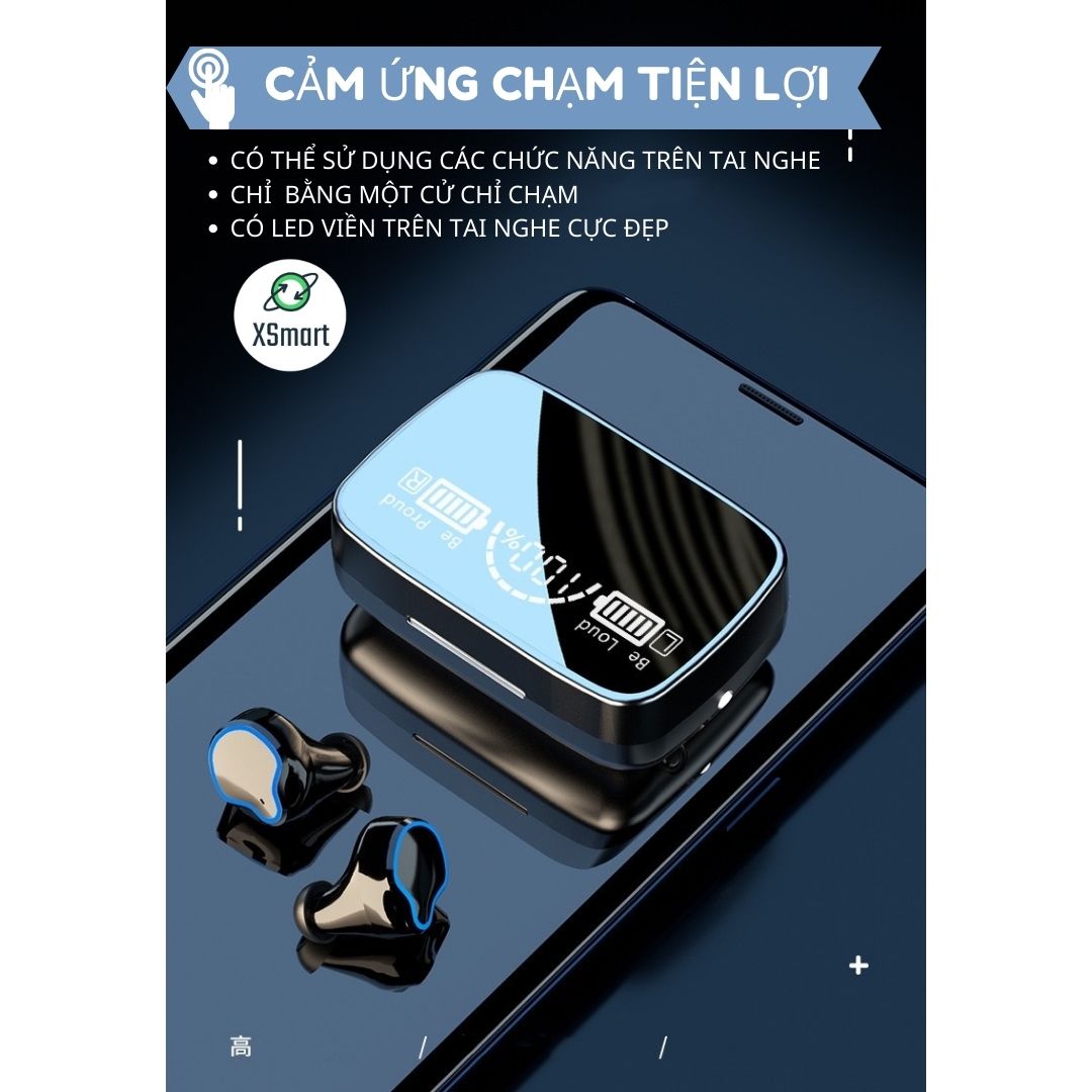 Tai Nghe Bluetooth Không Dây XSmart Thế Hệ Mới Extra Bass M9 Pro Giải Trí EDM, REMIX Cực Đã Pin Siêu Trâu Dock Sạc Có Led - Hàng Chính Hãng