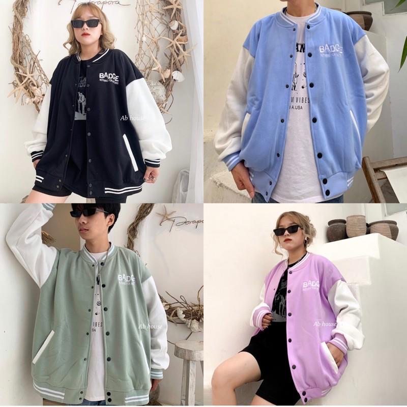  Áo Bomber Nỉ Bông BADGE Nam/Nữ Unisex