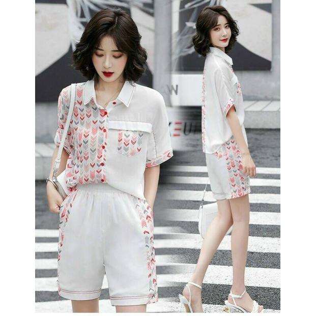 HÀNG NHẬP - SÉT BỘ ÁO SƠ MI IN HỌA TIẾT MŨI TÊN