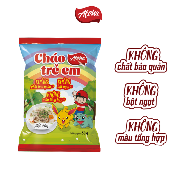 Cháo trẻ em Aloha Vị Thịt Bằm - Ăn liền - Gói 50gr - Thùng 50 gói