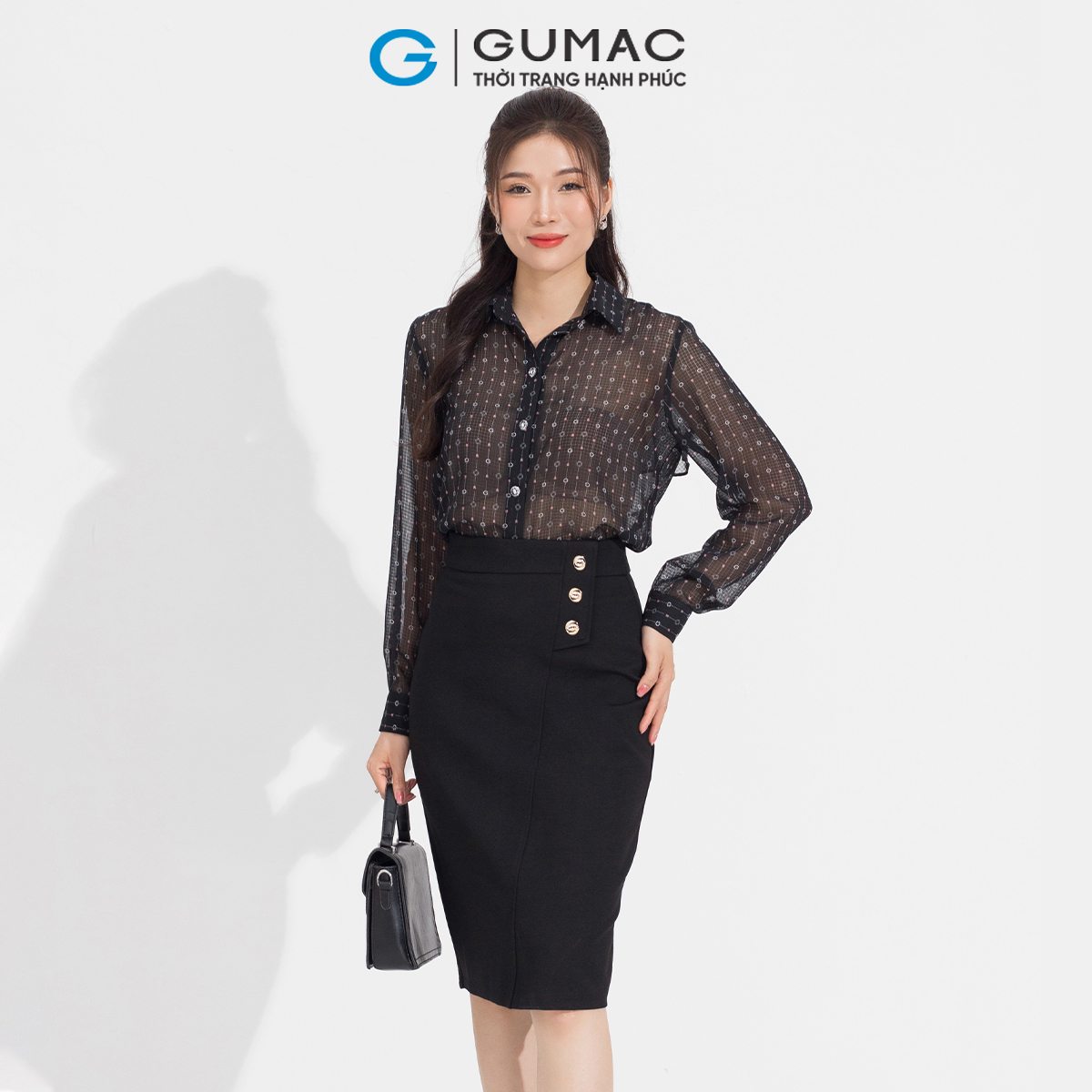 Áo họa tiết bèo đô GUMAC AD05067