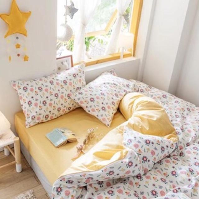 Set Cotton Living Hàng Nhập Khẩu Cao Cấp 4 Món Hoa Tháng 3