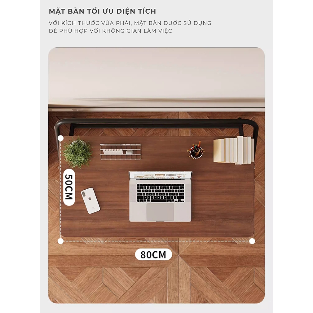 Bàn Làm Việc Gấp Gọn Khung Sắt Tĩnh Điện Chắc Chăn Mặt Bàn Phủ Melamin Chống Nước Chống Xước AM139