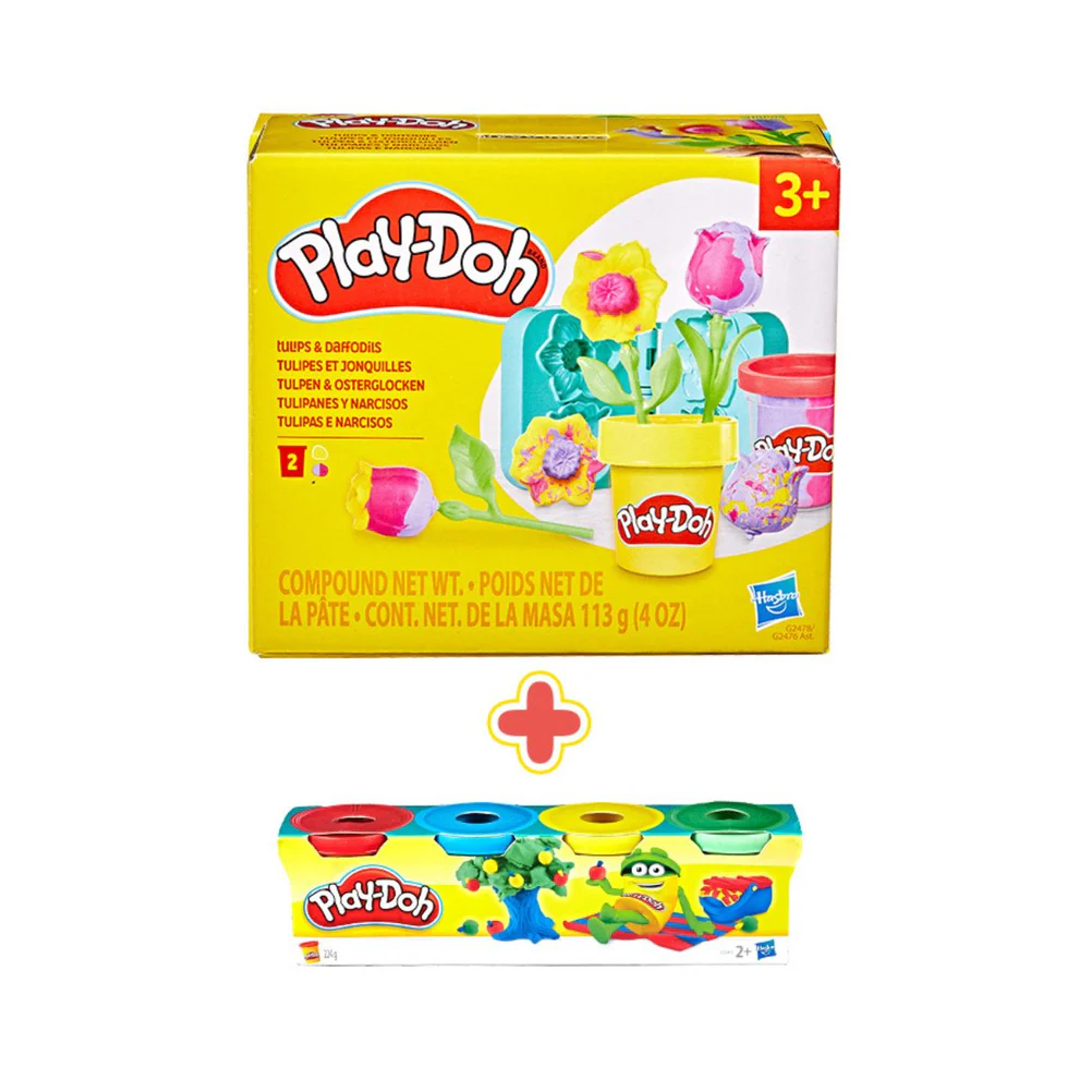 PLAYDOH Bộ Khuôn Làm Hoa Tulip Thần Kỳ Và Bột Nặn 4 Màu Mini CBG2478/G2476-23241(Vta)
