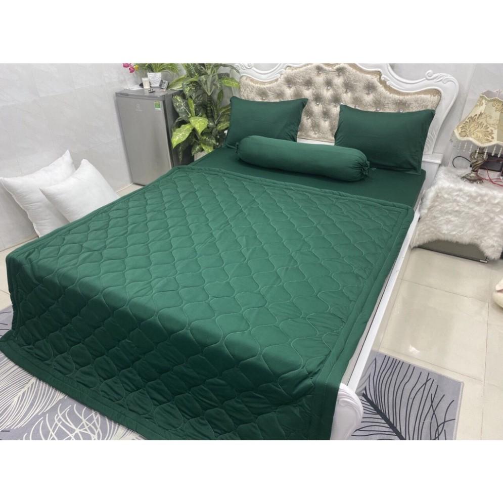 Bộ 4 Món Ga Gối Thun Mát Mềm Thun Lạnh Cao Cấp LAN PHAM BEDDING - Màu Xanh Rêu