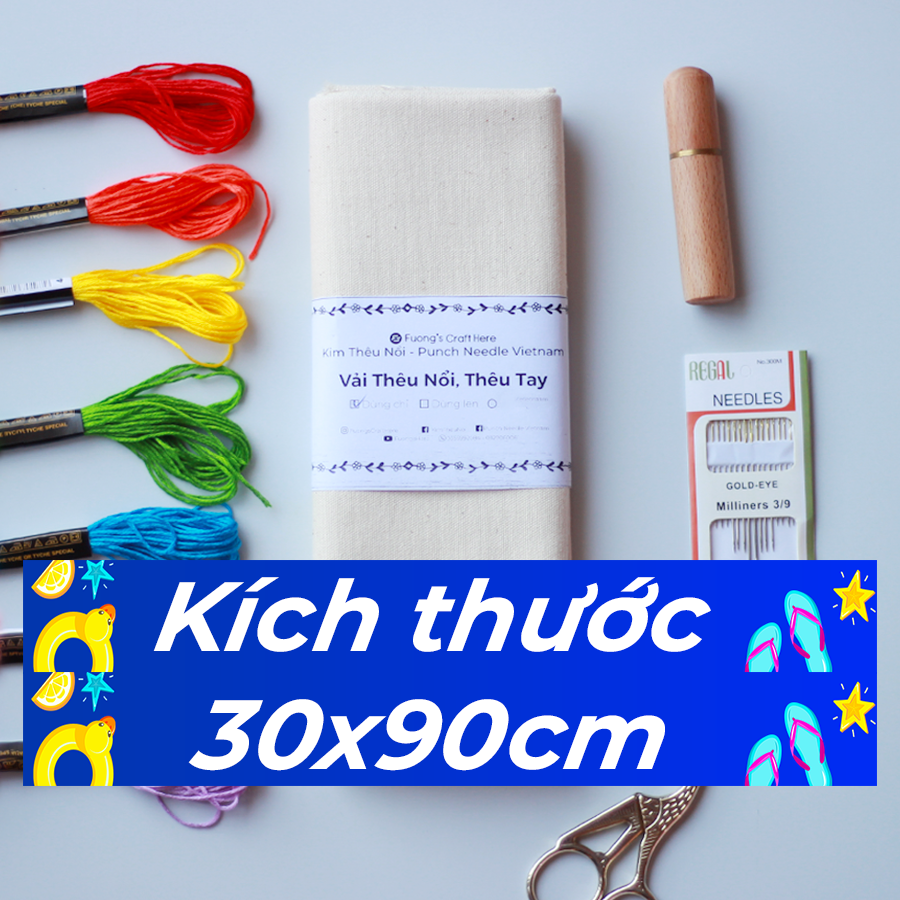 Vải Tập Thêu Tay, Thêu Nổi, Thêu Xù Punch Needle Cỡ Nhỏ Cho Người Mới Bắt Đầu