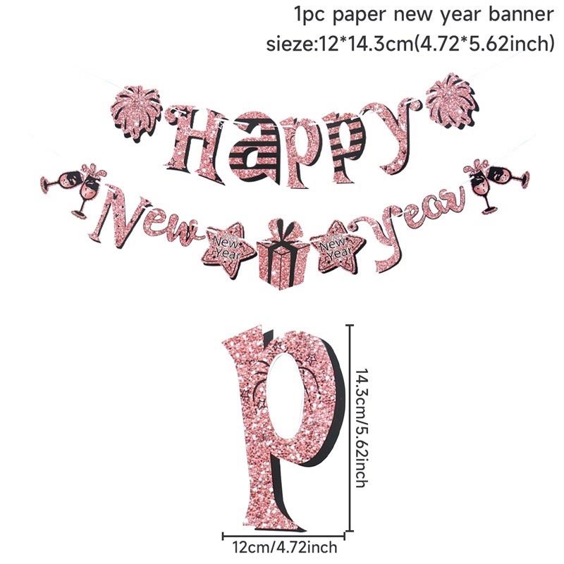 DÂY CỜ GIẤY TREO CHỮ HAPPY NEW YEAR PHỤ KIỆN TREO TRANG TRÍ TẾT NĂM MỚI
