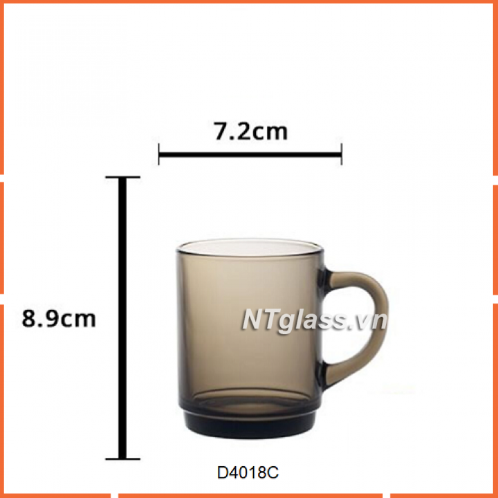 Ly Thủy tinh cường lực có quai Nâu khói Creole 260ml- D4020C