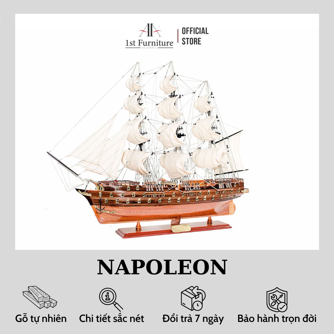 Mô hình Thuyền Cổ NAPOLEON cao cấp, mô hình gỗ tự nhiên, lắp ráp sẵn, quà tặng sang trọng 1st FURNITURE