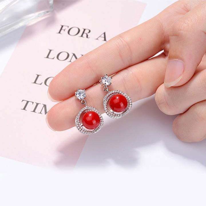 Bông tai ngọc viền đá sang trọng BHBT359