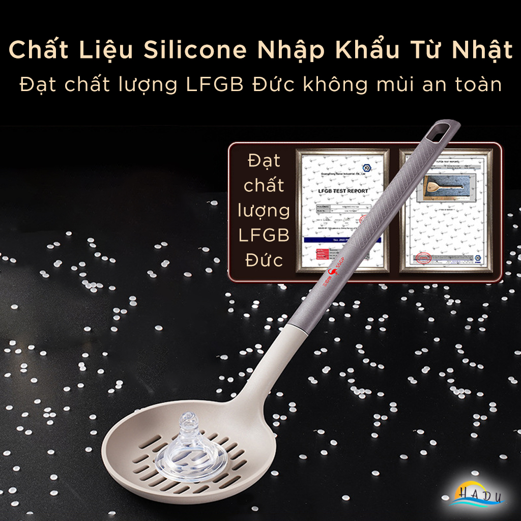 Muôi Lỗ Nấu Ăn Lẩu Silicone Cao Cấp Không Mùi An Toàn Với Lớp Chống Dính Đạt Chất Lượng LFGB Đức SSGP