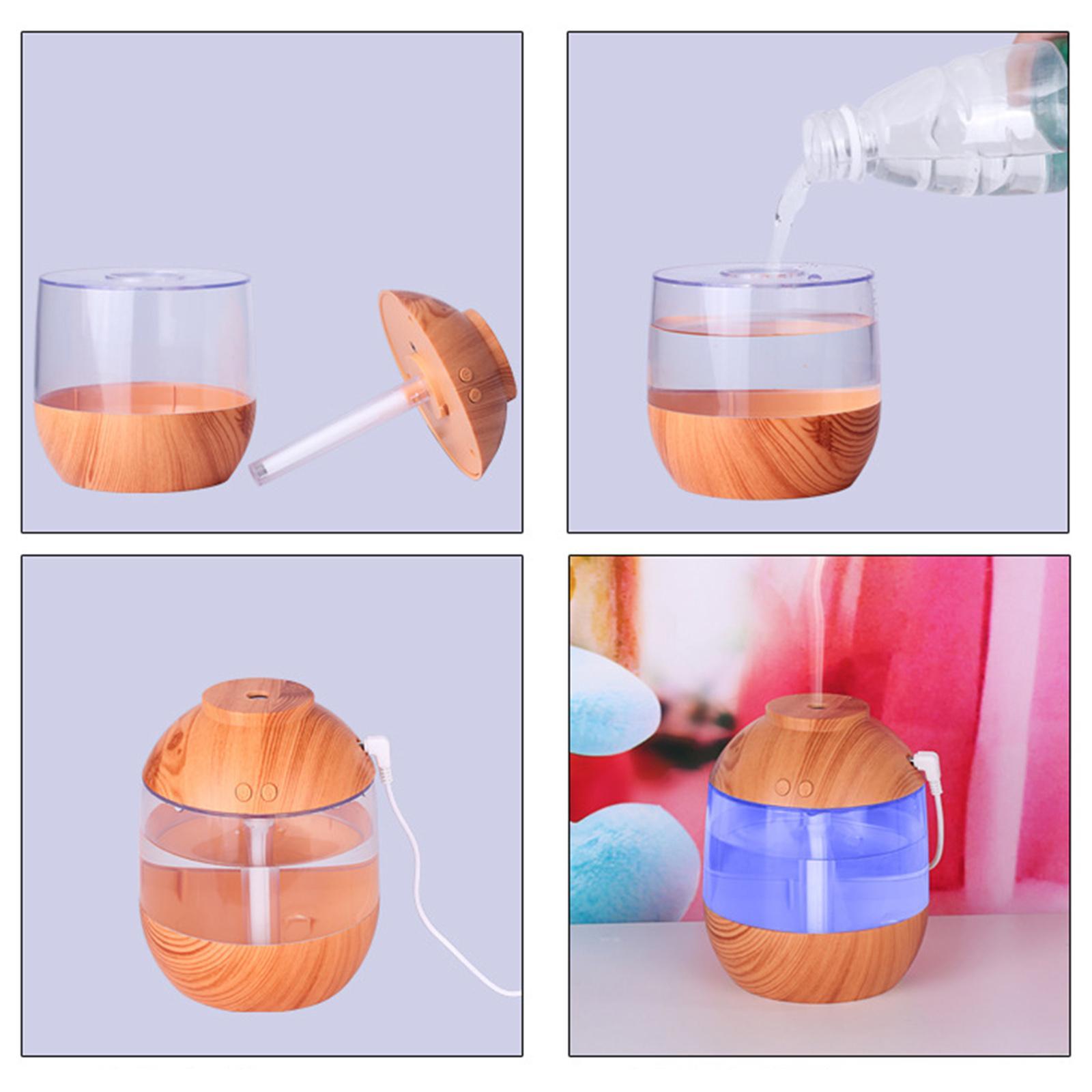 Wood Grain Cool Mist Humidifier Night Lamp Essential Oil Aroma Diffuser for Office Bedroom