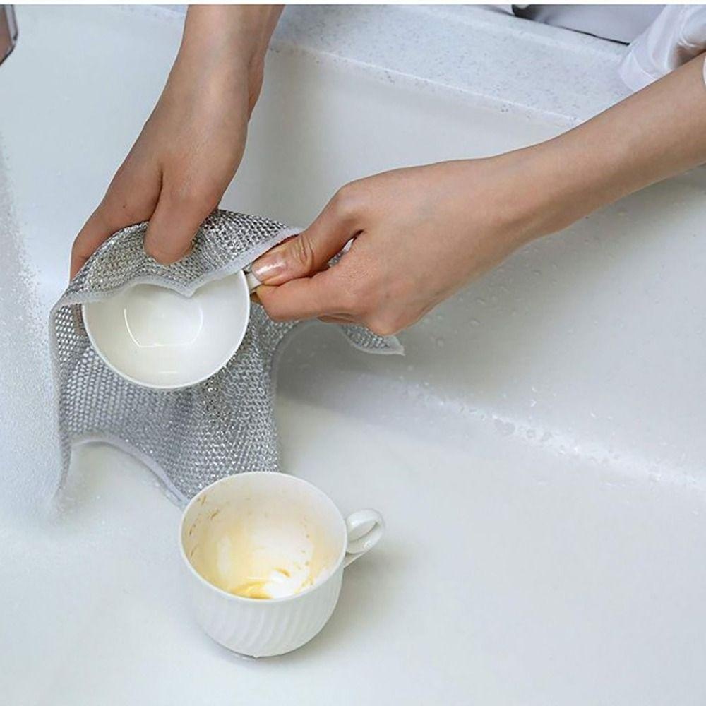 Set 10 Khăn Lau Bếp Dây Kim Loại, Lau Máy Rửa Bát Chống Xước, Khăn Lau Đa Năng Chống Trầy