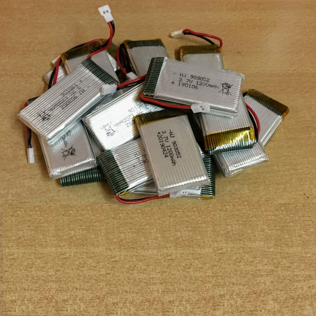 Pin sạc 3.7V dung lượng cao 1200mAh chân trắng dẹt