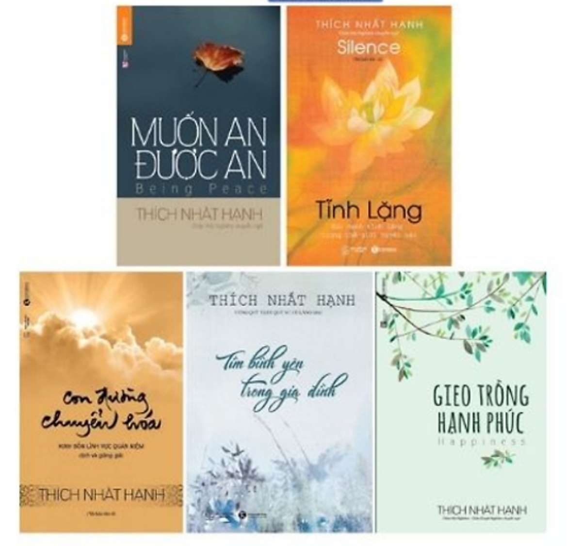 Combo 5 Cuốn Sách Hay Về Cuộc Sống Của Thầy Thích Nhất Hạnh Tĩnh Lặng  Con Đường Chuyển Hóa  Muốn An Được An  Gieo Trồng Hạnh Phúc  Tìm Bình Yên Trong Gia Đình