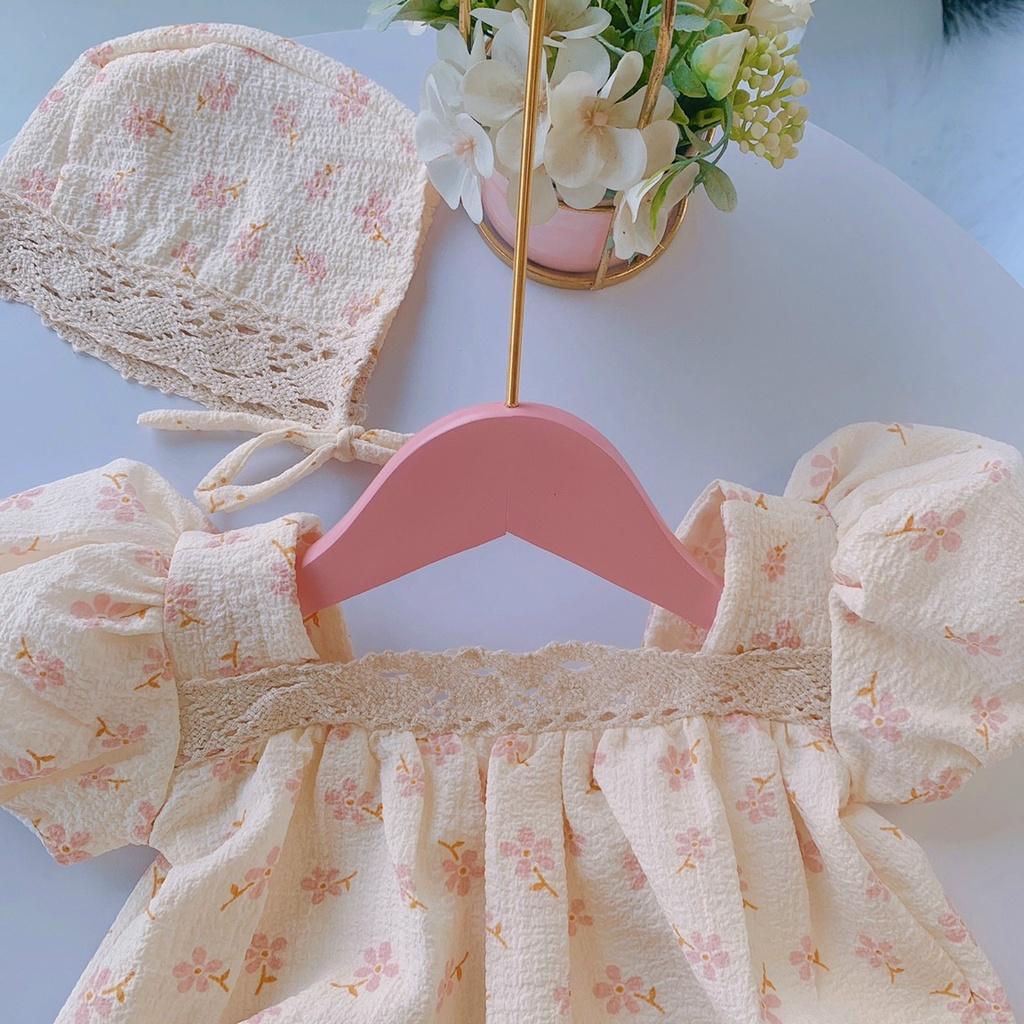 Set váy hoa cam ren cho bé 4-6kg