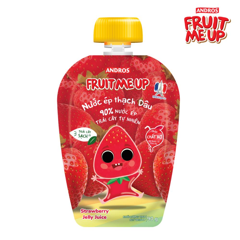 Combo 4 Túi Thạch Dâu - 90% Nước Ép Trái Cây Thật - ANDROS FRUIT ME UP- 90gx4