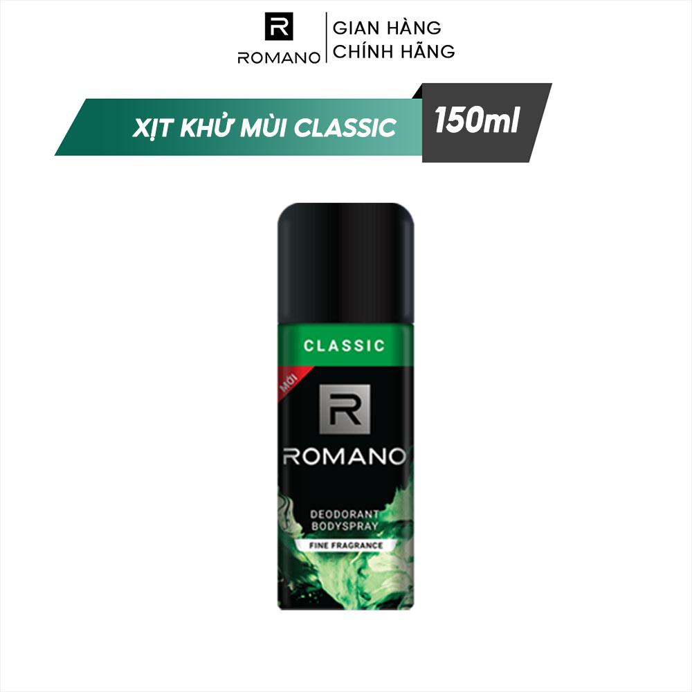 Xịt khử mùi toàn thân cho Nam Romano Classic 150ml -Mẫu mới