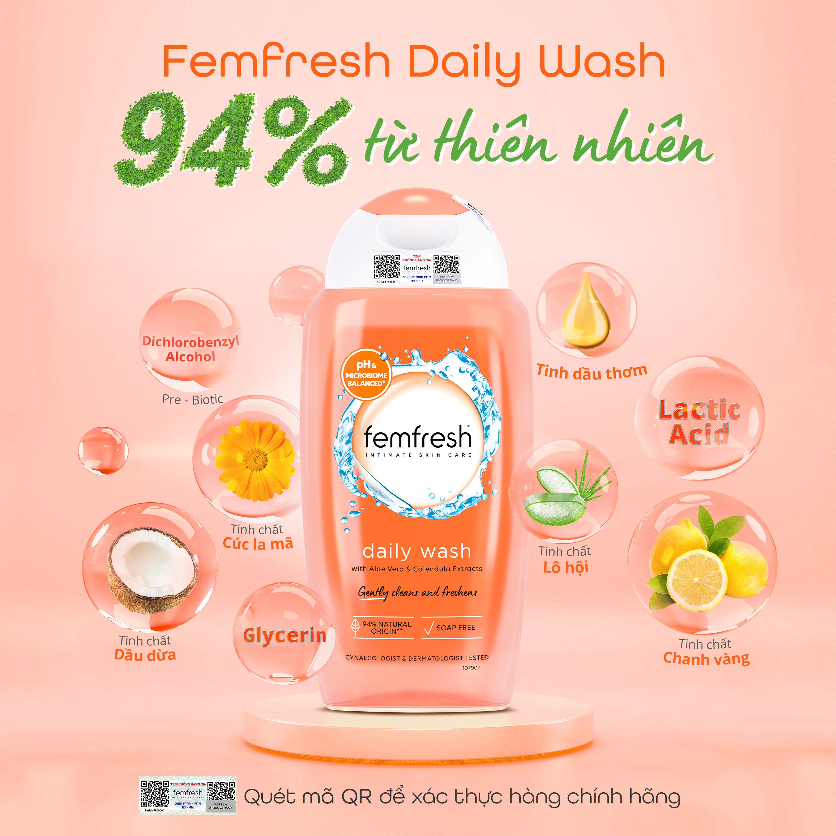 COMBO Dung Dịch Vệ Sinh Phụ Nữ Femfresh Soothing Wash + Femfresh Daily Intimate Wash 250ml