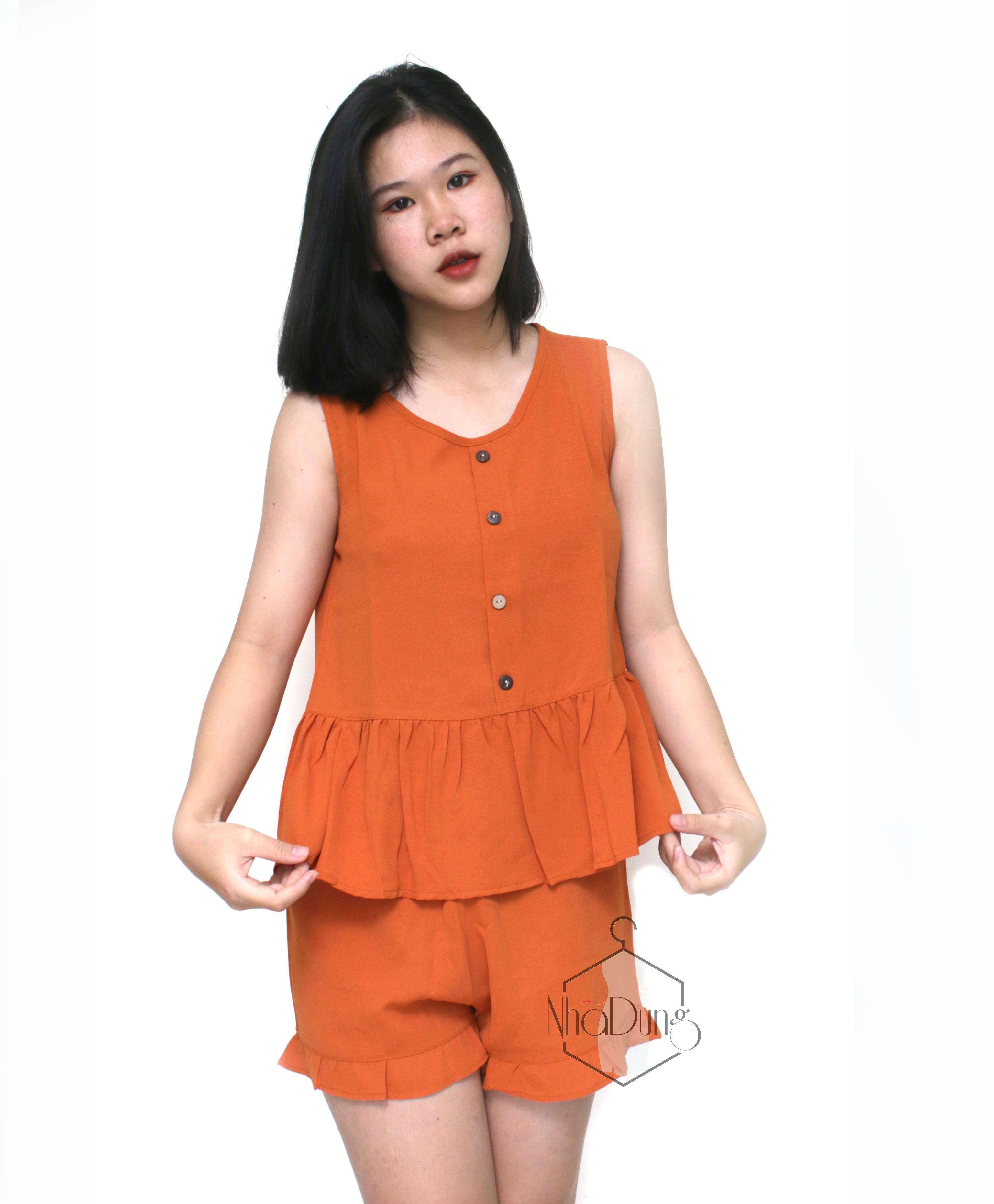 ĐỒ MẶC NHÀ CHO NỮ BỘ SÁT NÁCH 4 NÚT CỰC ĐẸP DỄ THƯƠNG VẢI ĐŨI KHÔNG NHẮN DƯỚI 62KG
