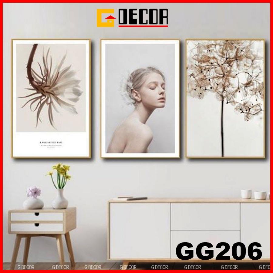Tranh treo tường canvas 3 bức phong cách hiện đại Bắc Âu 206, tranh decor trang trí phòng khách, phòng ngủ, phòng ăn