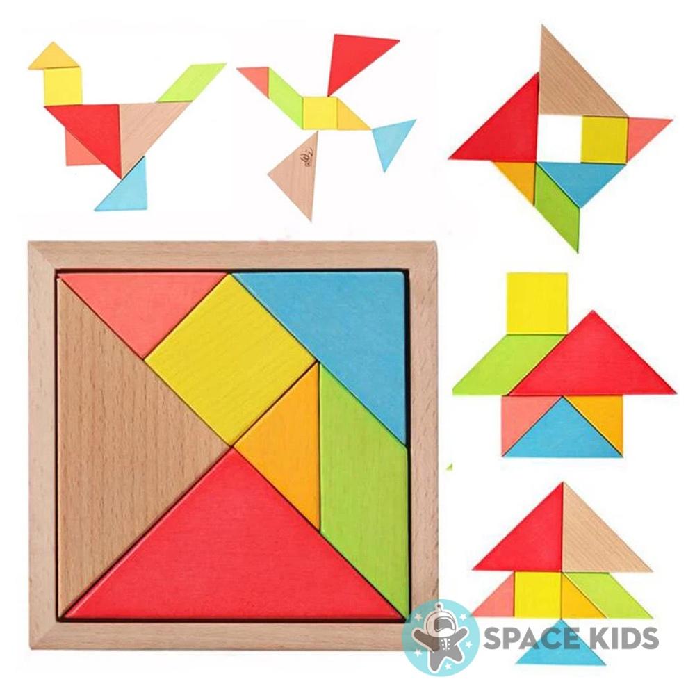 Đồ chơi gỗ cho bé xếp hình Tangram bằng gỗ cho trẻ tư duy, phát triển tính sáng tạo