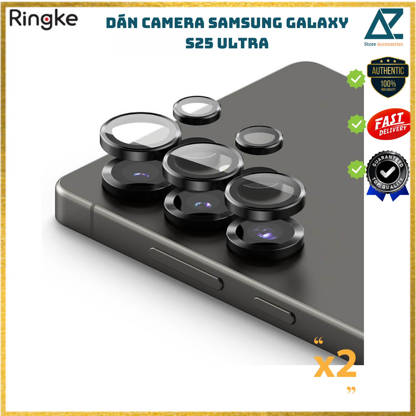 Dán camera Ringke Lens Frame Glass cho Samsung Galaxy S25 Ultra  chống trầy xước, kèm khung dán_ Hàng Chính Hãng