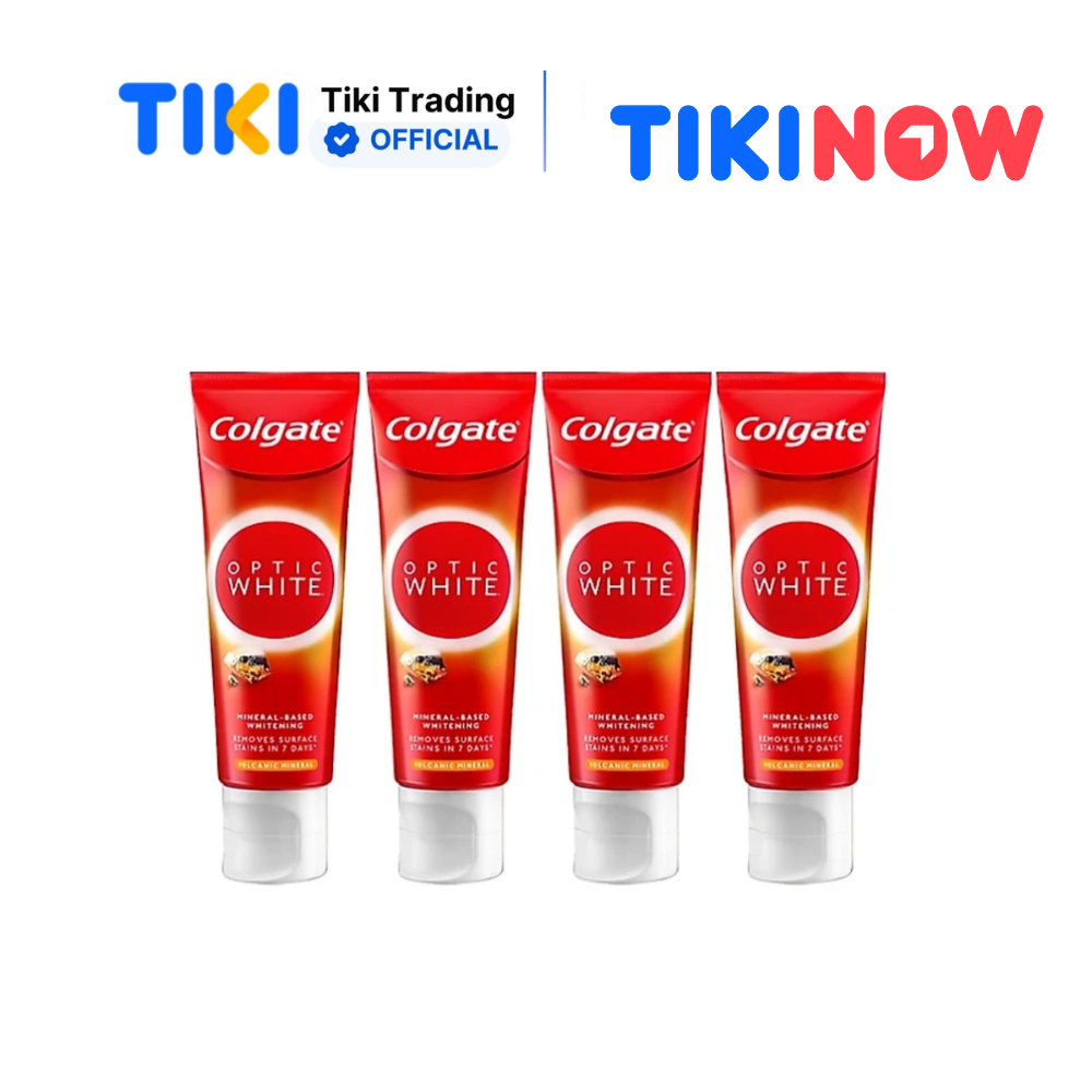 Bộ 4 kem đánh răng làm trắng răng Colgate Optic White từ khoáng núi lửa 100g