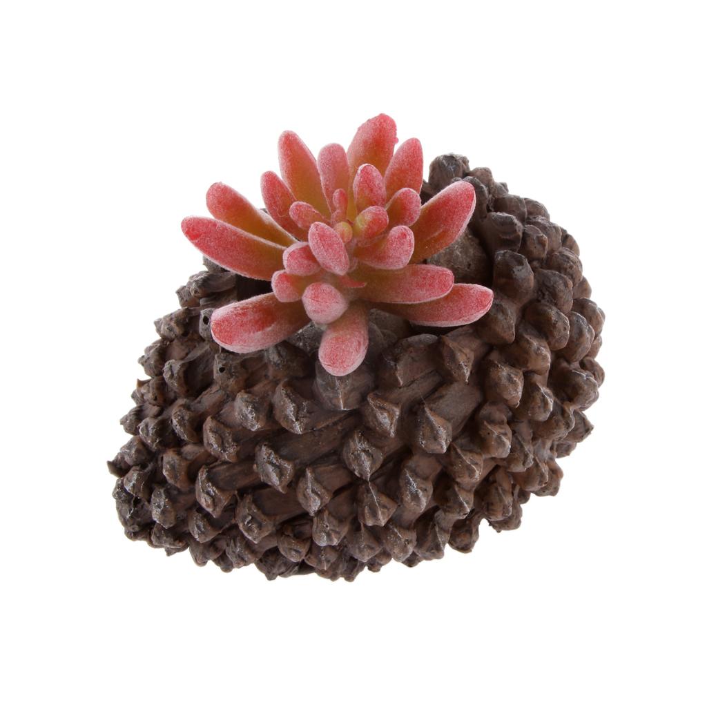 Artificial Mini Plant Flower Succulent Lotus Grass Garden Landscape #1 Red