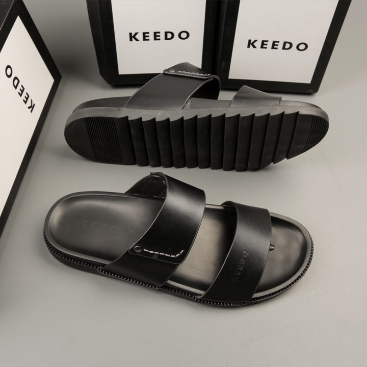 Dép 2 Quai Ngang cao cấp da bò thật KEEDO BH01010