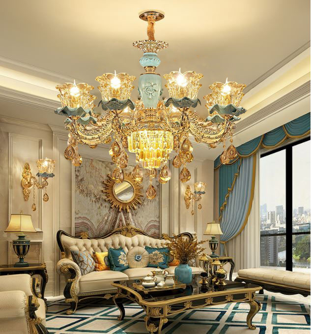 Đèn chùm PEOSE kiểu dáng sang trọng loại 8 tay trang trí nội thất hiện đại - kèm bóng LED chuyên dụng.