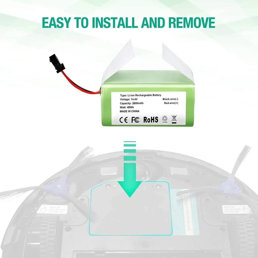 Pin Li-ion 14.4V 6800mAh dành cho Conga 990 1090 Tesvor X500 Ecovacs Deebot N79 N79S DN622 Eufy RoboVac 11 11S RoboVac 30 Màu: 2800mAh