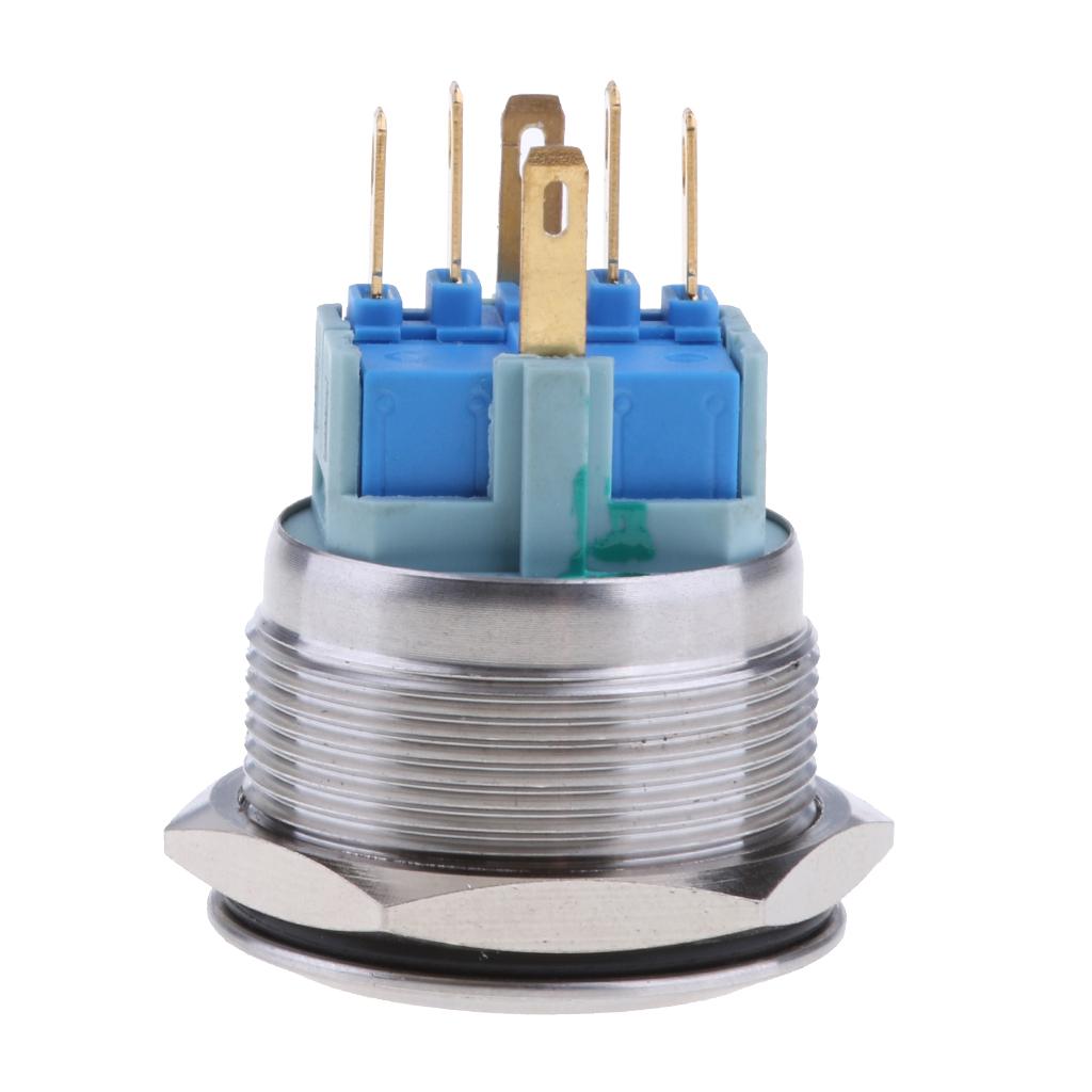 22mm 1NO1NC Stainless Steel 12V LED Momentary Push Button Switch Blue