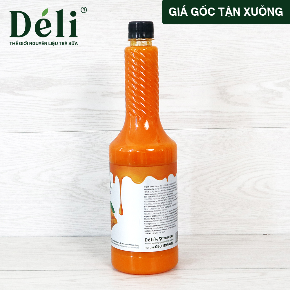 Siro xoài Déli chai 1lit, HSD: 12 tháng  [CHUYÊN SỈ] Nguyên liệu pha chế trà trái cây, soda,...