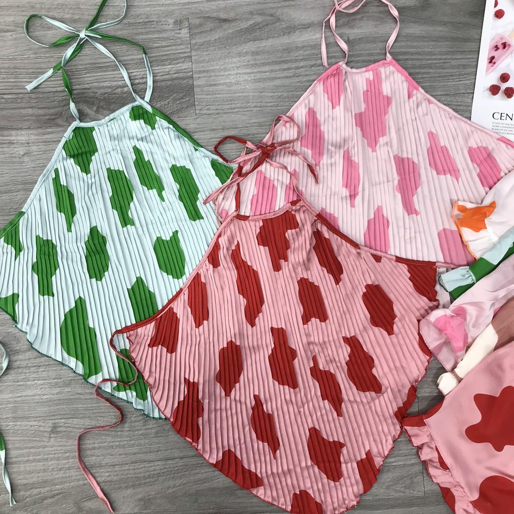 Đồ ngủ sexy, yếm ngủ bò sữa chất Satin mềm đẹp mặc ngủ thoải mái gợi cảm freesize
