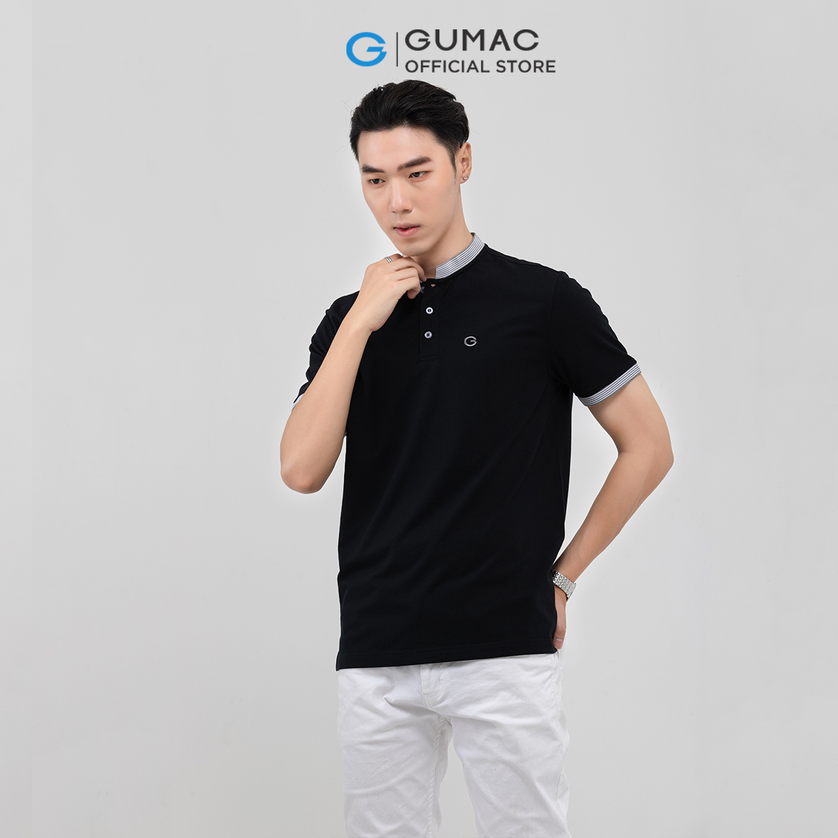 Áo thun polo nam cổ trụ bo sọc GUMAC ATNB399