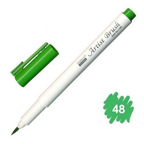 Combo 4 bút lông đầu cọ viết calligraphy Marvy Artist Brush 1100 - UP.PENS Collection -Green Colors 1