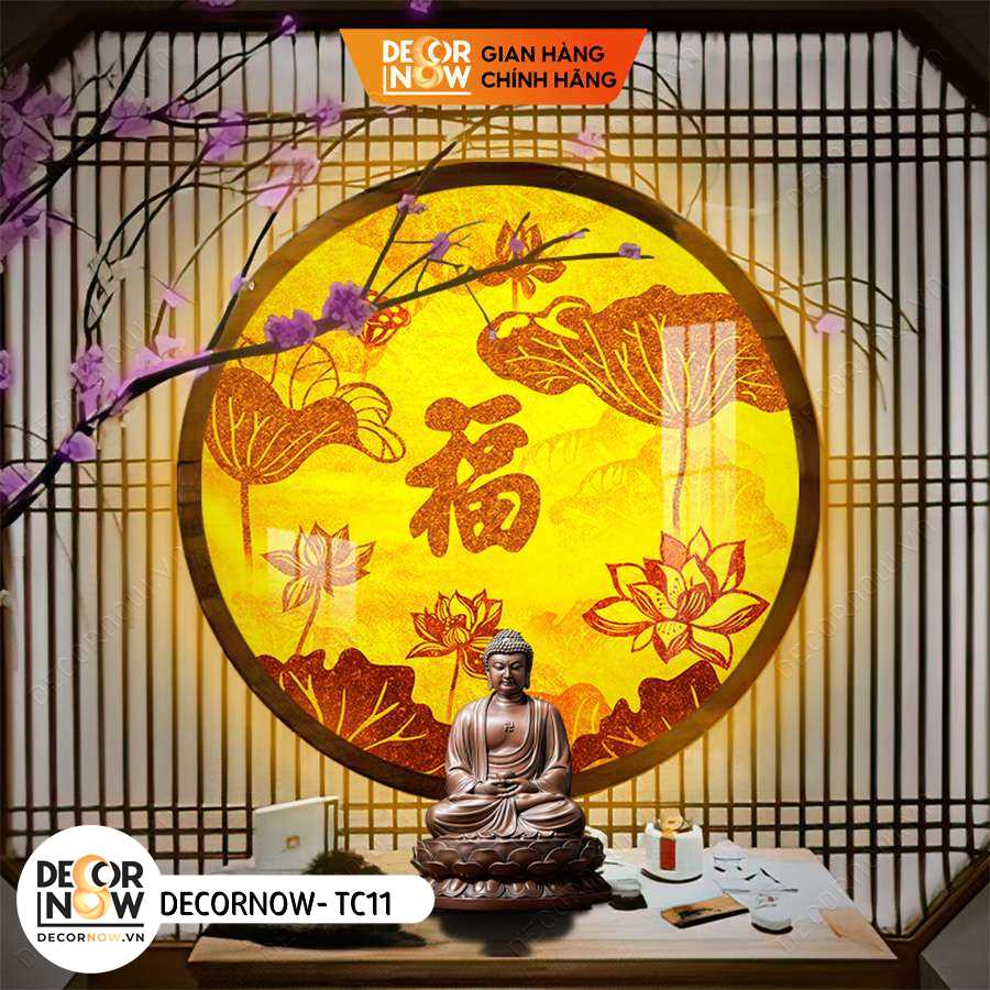 Đèn Hào Quang Phật In Tranh Trúc Chỉ DECORNOW 30,40 cm, Trang Trí Ban Thờ, Hào Quang Trúc Chỉ HÌNH CHỮ DCN-TC11