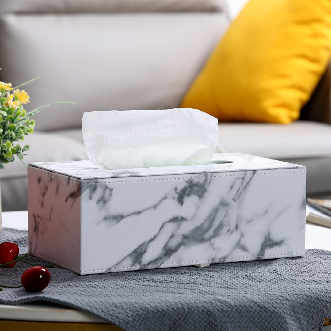 Hộp khăn giấy giả da họa tiết đá Marble