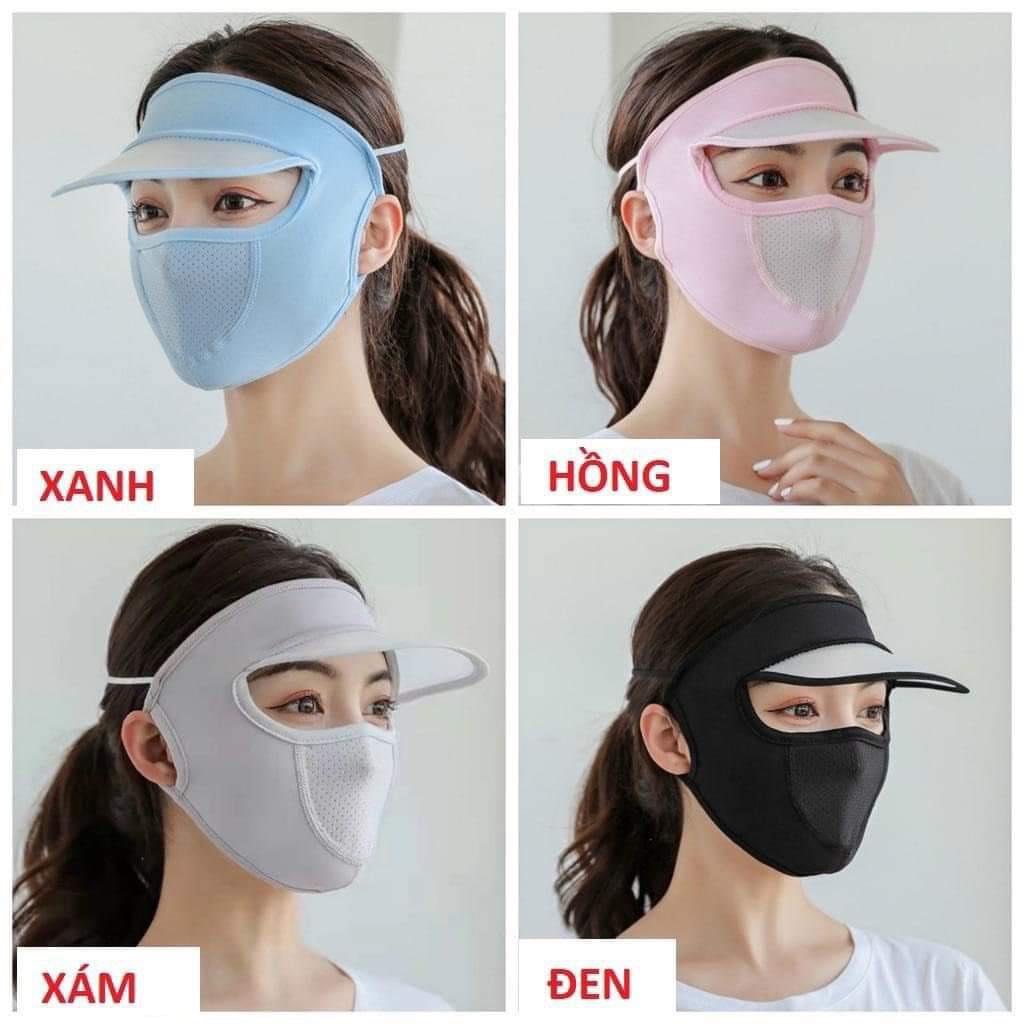 Khẩu trang/nón chống nắng bằng lụa lạnh thoáng khí bảo vệ toàn diện chống tia UV