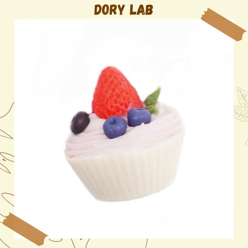 Nến Thơm Bánh Cupcake Dâu Tây Handmade, Phụ Kiện Decor - Dory Lab