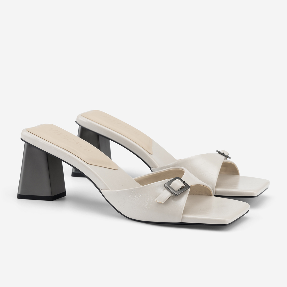 Vascara Guốc Mules Block Heel Nhấn Khóa Trang Trí - GNN 0220