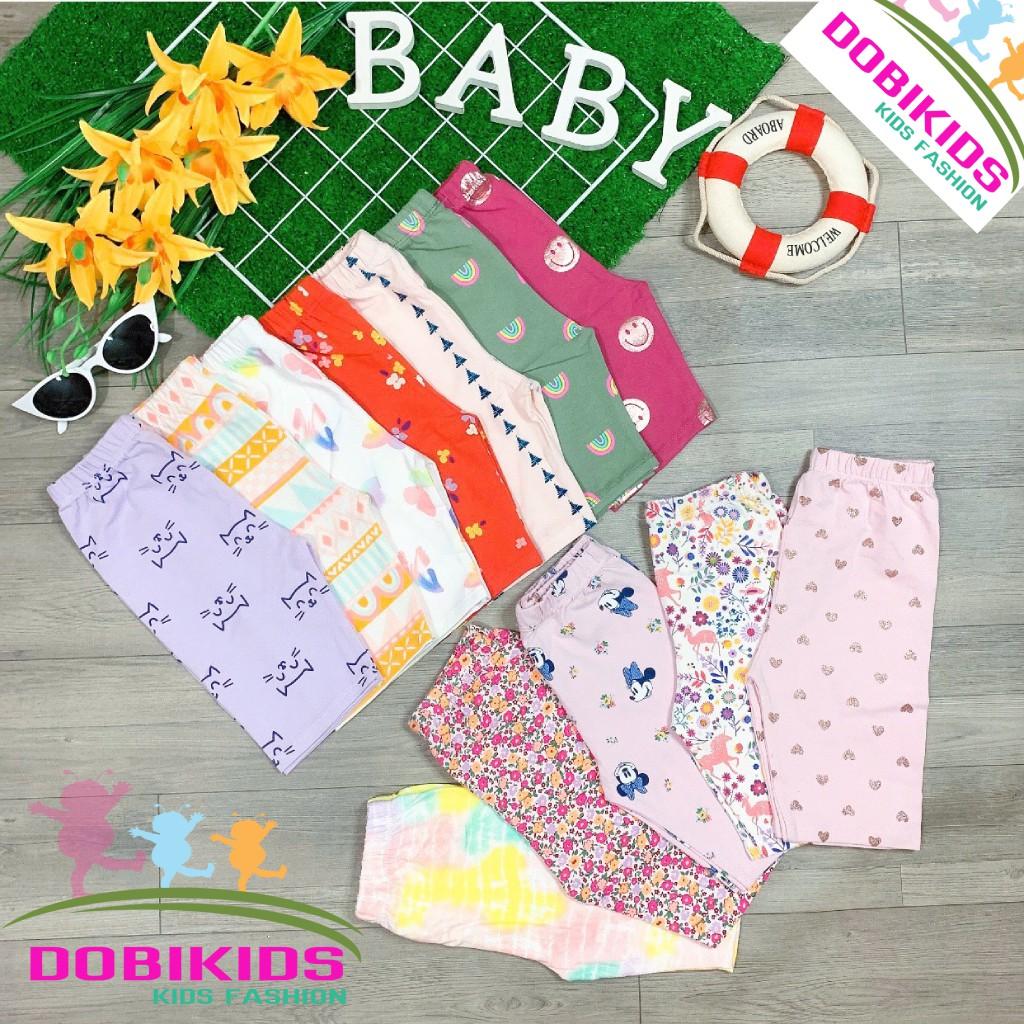 Quần legging bé gái lửng cotton xuất đẹp mềm mát co giãn