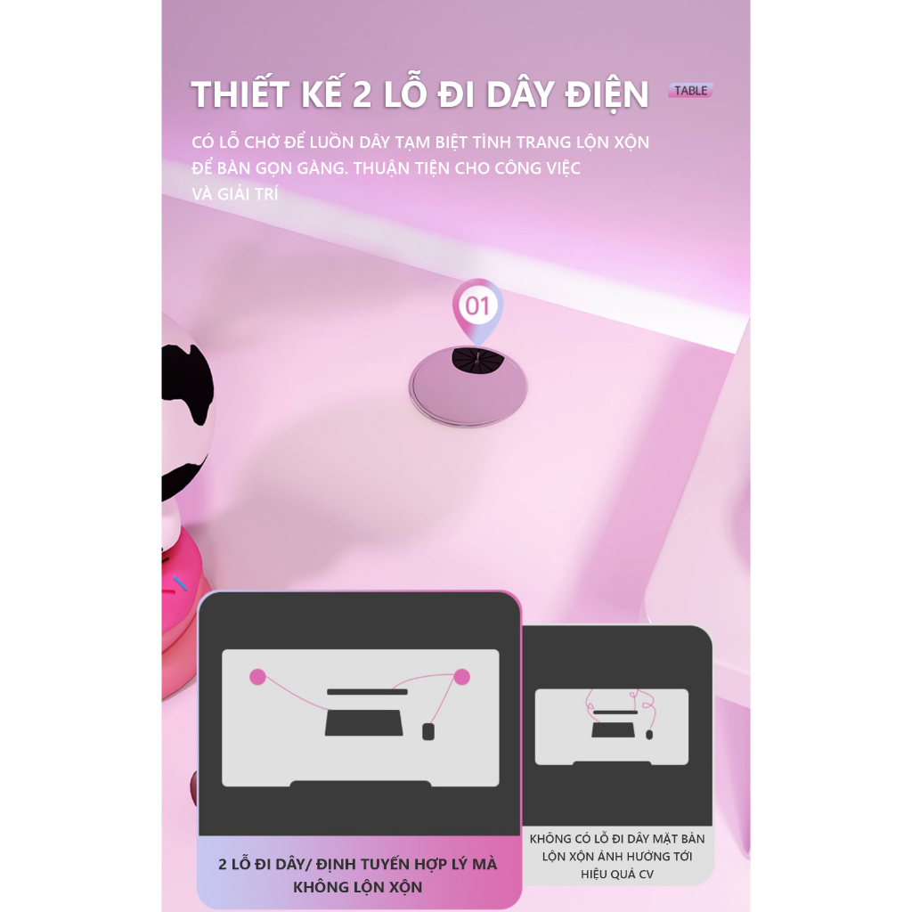 Bàn Gaming Khung Thép Tĩnh Điện Chắc Chắn Kiểu Dáng Hiện Đại AM95