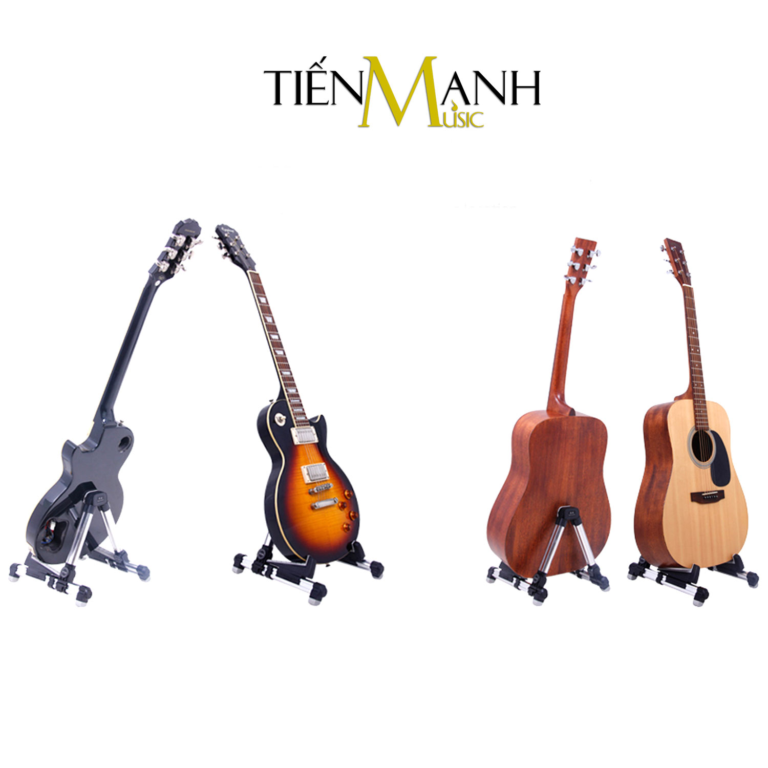 [Chính Hãng] Aroma AGS-08 (Màu Bạc) Giá Để Đàn Guitar, Ukulele, Violin, Mandolin (Loại gấp nhỏ gọn AGS08 Stand - Kệ chân đỡ chữ A cho Ghi-ta Acoustic, Classic, Điện, Electric, Bass) - Kèm Móng Gẩy DreamMaker